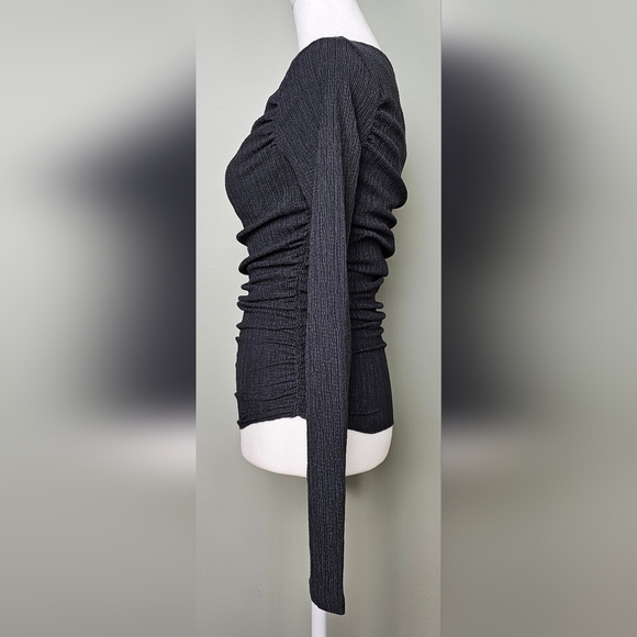 Zara TEXTURED ASYMMETRICAL TOP Dark anthracite SMALL - Picture 2 of 7